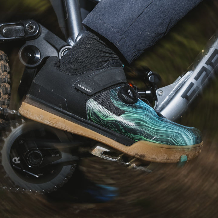 Mallet BOA® Clip-In Shoes - Black/Blue Swirl | Crankbrothers EU
