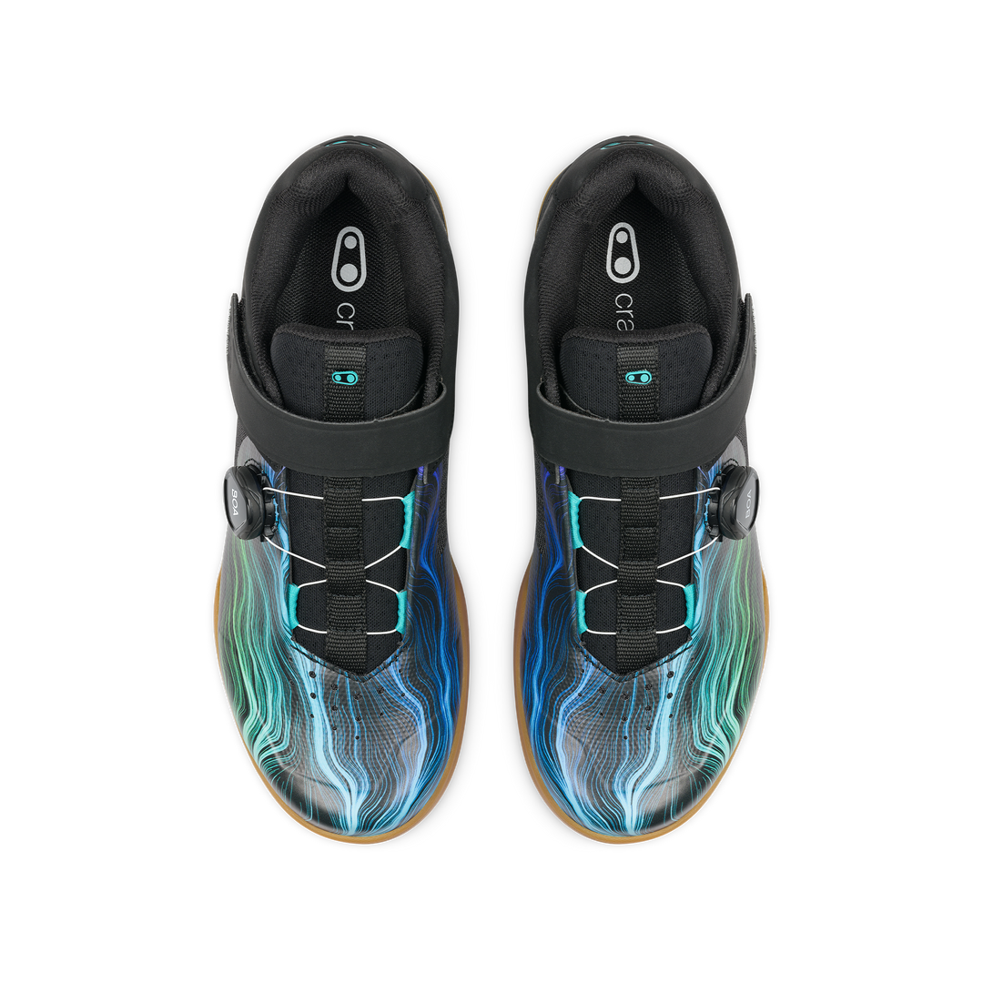 Mallet BOA® Clip-In Shoes - Black/Blue Swirl | Crankbrothers EU