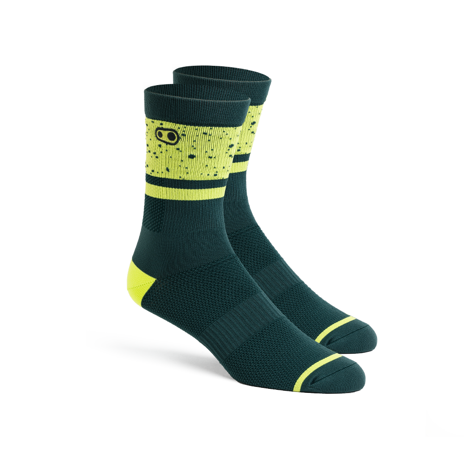 Icon MTB Socks - Petrol/Lime Splatter